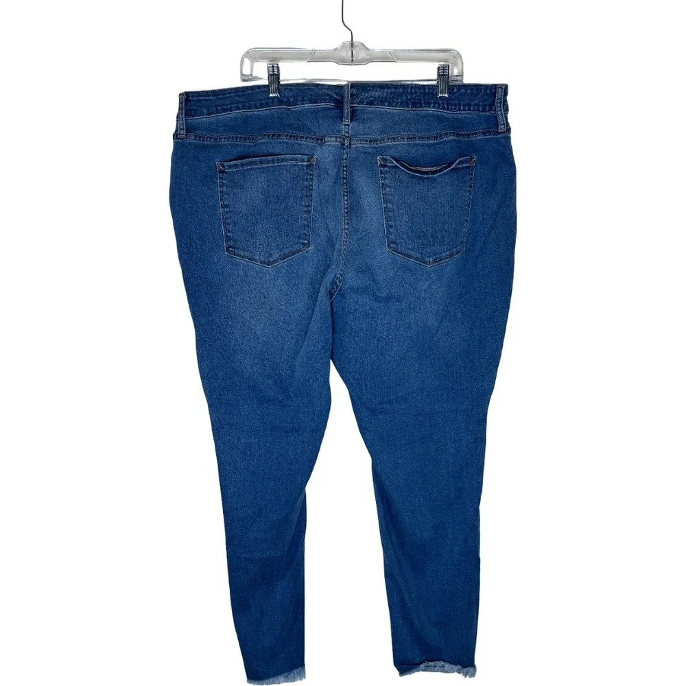 a.n.a High Rise Jegging Womens 22W Blue Button Fly Raw Hem Stretch Denim Jeans - Picture 7 of 9